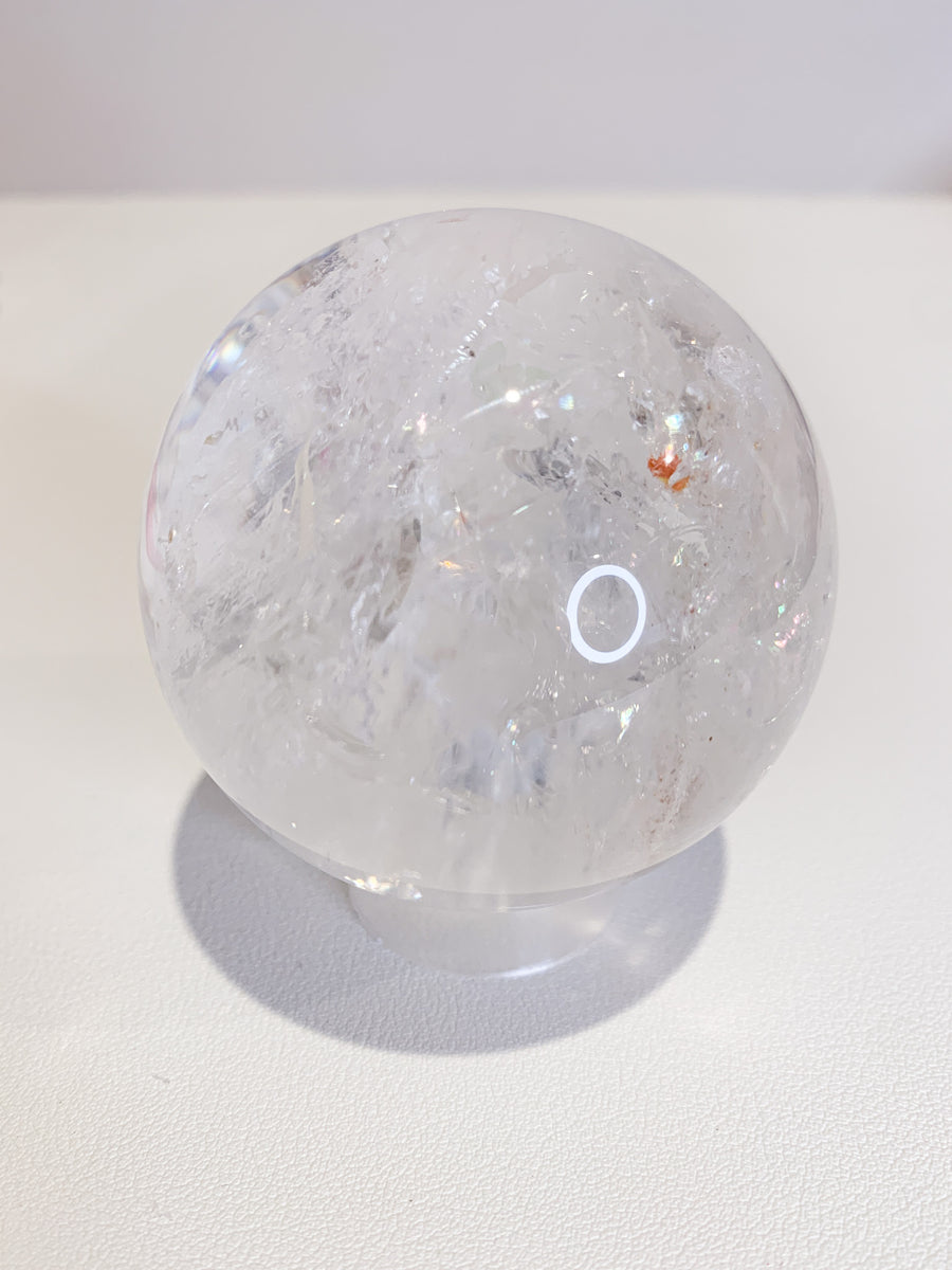 Clear Quartz Sphere with Iron Inclusions