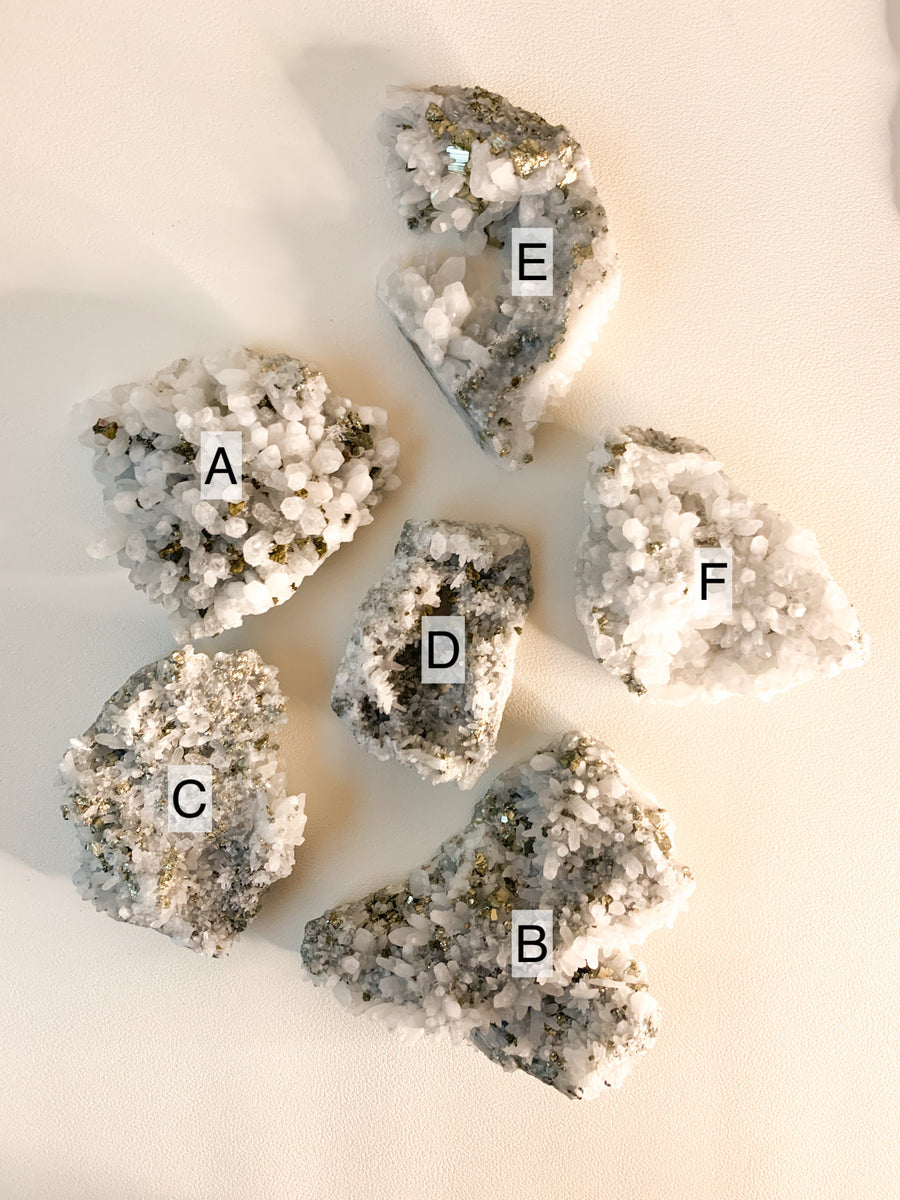 Pyrite in Quartz Clusters