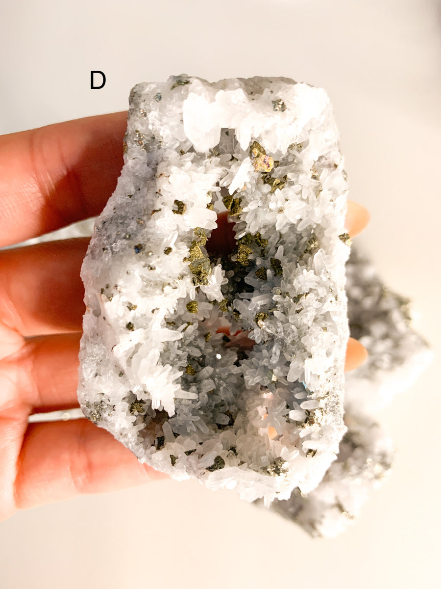 Pyrite in Quartz Clusters