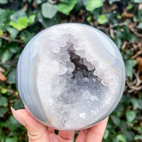 ✨  RAFFLE // Perfect Sky Blue Agate Sphere with Druzy Cave