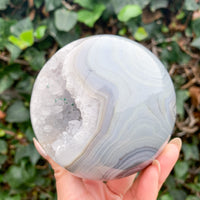 ✨  RAFFLE // Perfect Sky Blue Agate Sphere with Druzy Cave