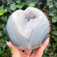 ✨  RAFFLE // Perfect Sky Blue Agate Sphere with Druzy Cave