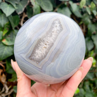 ✨  RAFFLE // Perfect Sky Blue Agate Sphere with Druzy Cave