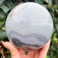 ✨  RAFFLE // Perfect Sky Blue Agate Sphere with Druzy Cave