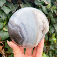 ✨  RAFFLE // Perfect Sky Blue Agate Sphere with Druzy Cave